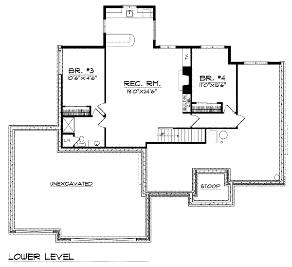 Architectural House Design - Traditional Floor Plan - Lower Floor Plan #70-773