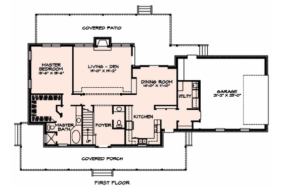 Floor Plan - Main Floor for Country House Plan #140-113 - 3 bed, 2.5 bath