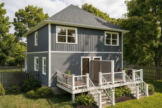 Exterior - Rear Elevation for Farmhouse House Plan #79-276 - 4 bed, 2.5 bath