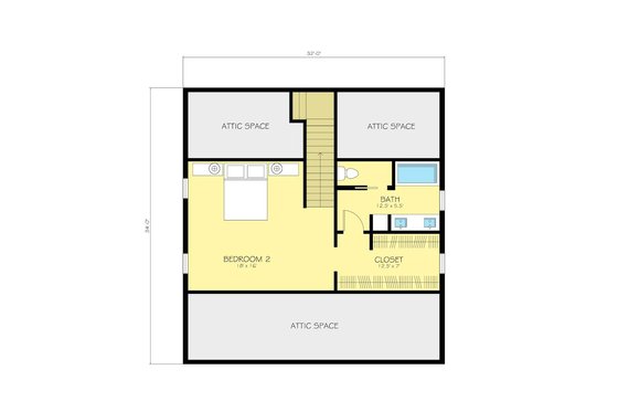 Floor Plan - Upper Floor for Cottage House Plan #497-13 - 2 bed, 2 bath