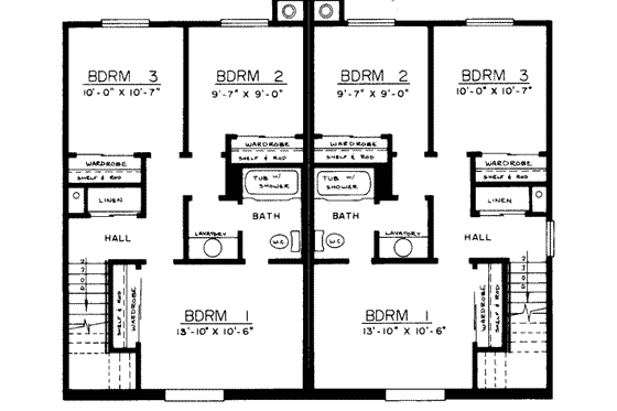 Floor Plan - Upper Floor for Southern House Plan #303-158 - 3 bed, 1.5 bath