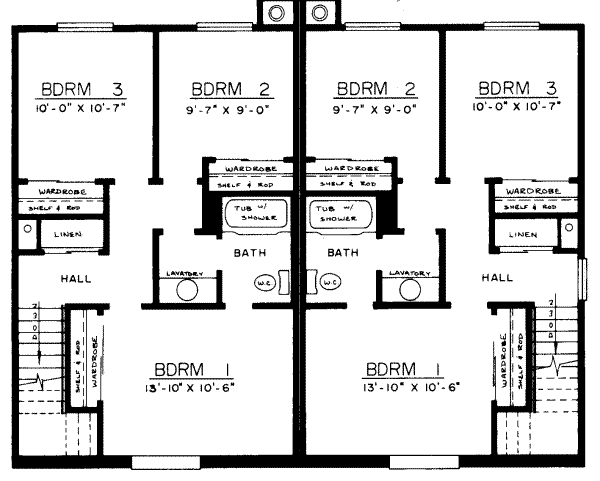 Southern Floor Plan - Upper Floor Plan #303-158