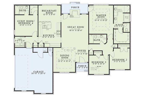 Floor Plan - Main Floor for Traditional House Plan #17-594 - 4 bed, 3 bath