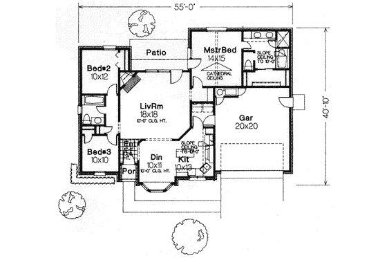 Floor Plan - Main Floor for European House Plan #310-566 - 3 bed, 2 bath