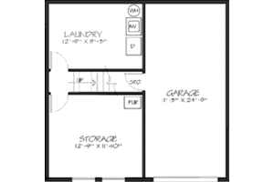 Floor Plan - Lower Floor for Bungalow House Plan #320-303 - 3 bed, 2 bath