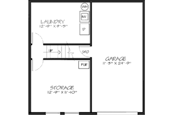 Floor Plan - Lower Floor for Bungalow House Plan #320-303 - 3 bed, 2 bath