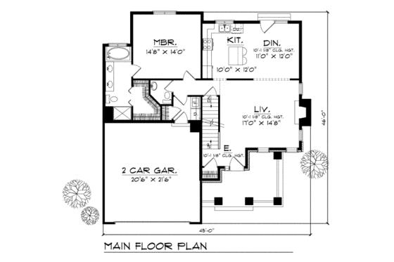 Floor Plan - Main Floor for Country House Plan #70-267 - 3 bed, 2.5 bath