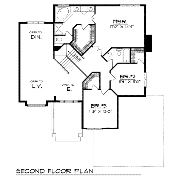 Dream House Plan - Traditional Floor Plan - Upper Floor Plan #70-358