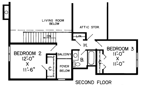 Traditional Floor Plan - Upper Floor Plan #312-254