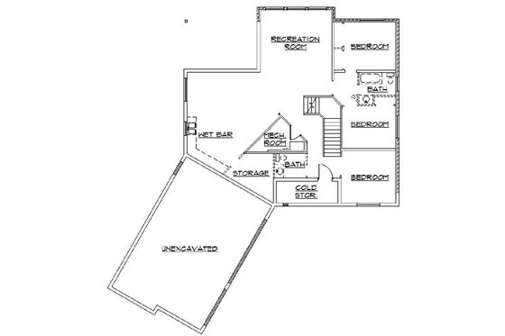Floor Plan - Lower Floor for Country House Plan #5-367 - 5 bed, 4 bath