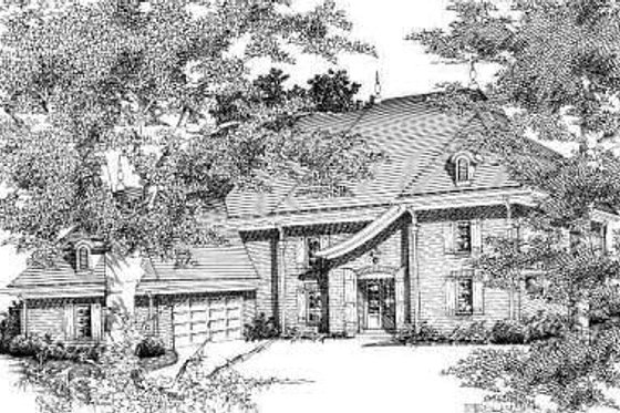 Exterior - Front Elevation for European House Plan #329-291 - 4 bed, 3.5 bath