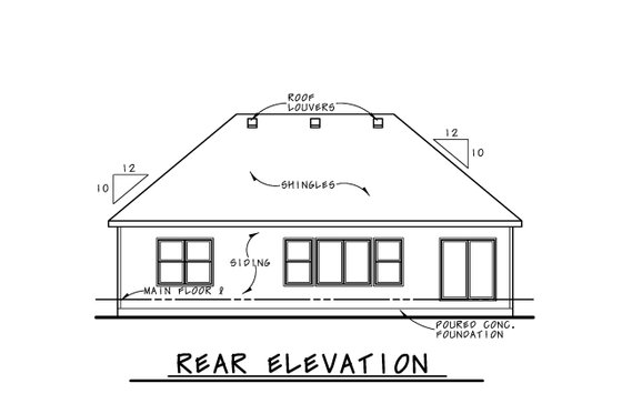 Exterior - Rear Elevation for Cottage House Plan #20-2190 - 3 bed, 2 bath
