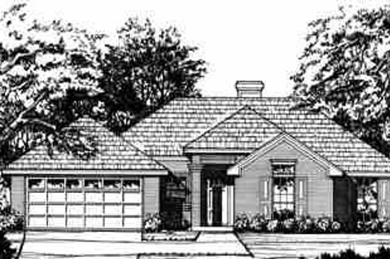 Exterior - Front Elevation for Traditional House Plan #40-211 - 3 bed, 2 bath