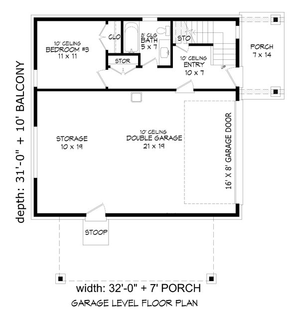 Contemporary Floor Plan - Main Floor Plan #932-1032