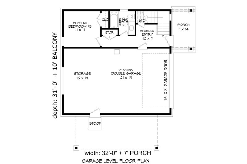 House Design - Floor Plan - Main Floor for Contemporary House Plan #932-1032 - 3 bed, 2 bath