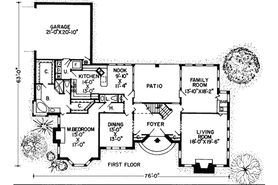 Floor Plan - Main Floor for European House Plan #312-492 - 4 bed, 3.5 bath
