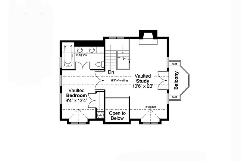 Home Plan - Floor Plan - Upper Floor for Farmhouse House Plan #124-293 - 2 bed, 2 bath