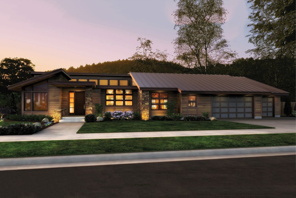 Modern Style House Plan - 3 Beds 3.5 Baths 3296 Sq/Ft Plan #48-544