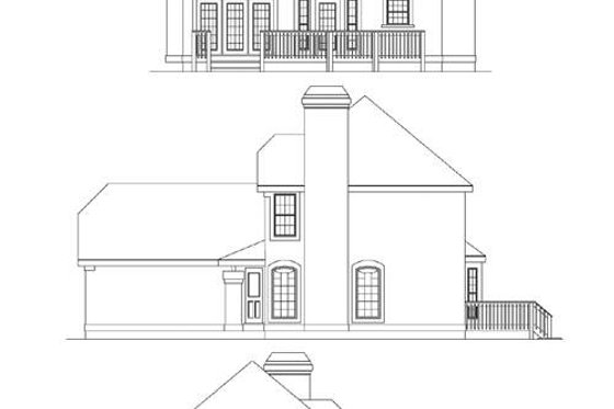Exterior - Rear Elevation for European House Plan #57-133 - 3 bed, 2.5 bath