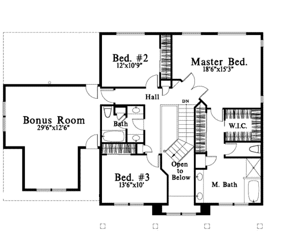 Traditional Floor Plan - Upper Floor Plan #78-143