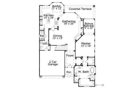Floor Plan - Main Floor for European House Plan #411-857 - 4 bed, 3.5 bath