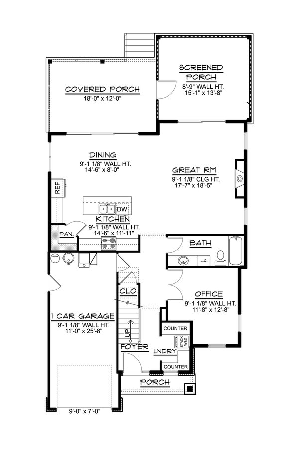 House Blueprint - Craftsman Floor Plan - Main Floor Plan #1064-395