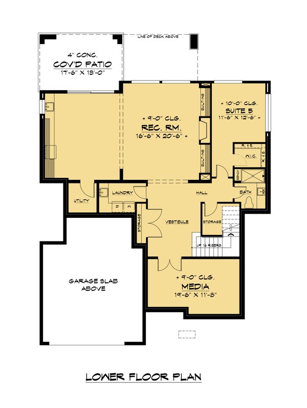 Contemporary Floor Plan - Lower Floor Plan #1066-162