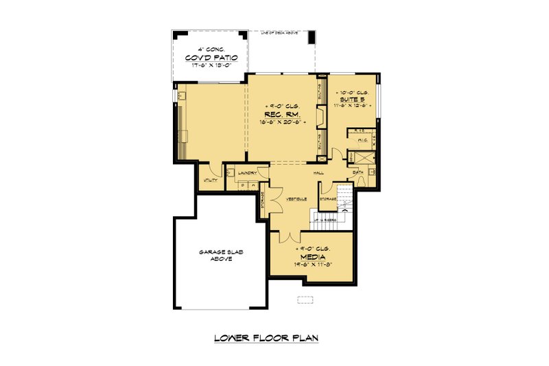 House Plan Design - Floor Plan - Lower Floor for Contemporary House Plan #1066-162 - 5 bed, 5.5 bath