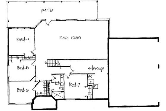 Floor Plan - Lower Floor for Traditional House Plan #308-128 - 7 bed, 3 bath