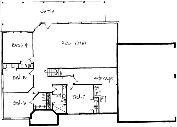 Traditional Floor Plan - Lower Floor Plan #308-128