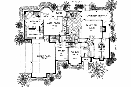 Floor Plan - Main Floor for European House Plan #310-224 - 5 bed, 3.5 bath