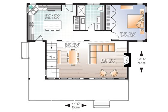 Floor Plan - Main Floor for Cottage House Plan #23-2711 - 3 bed, 2 bath