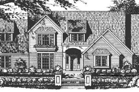 Exterior - Front Elevation for European House Plan #40-426 - 4 bed, 3 bath