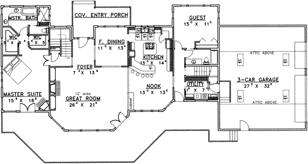 Bungalow Floor Plan - Main Floor Plan #117-371