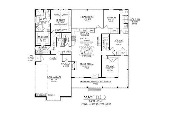 Floor Plan - Main Floor for Farmhouse House Plan #1074-137 - 4 bed, 3.5 bath