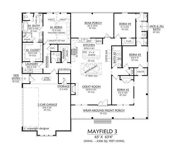 Dream House Plan - Floor Plan - Main Floor for Farmhouse House Plan #1074-137 - 4 bed, 3.5 bath
