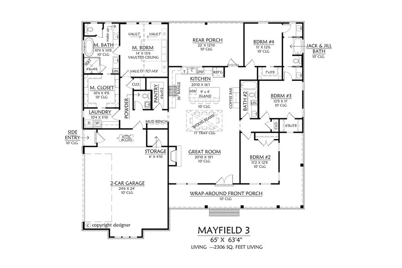 Dream House Plan - Floor Plan - Main Floor for Farmhouse House Plan #1074-137 - 4 bed, 3.5 bath