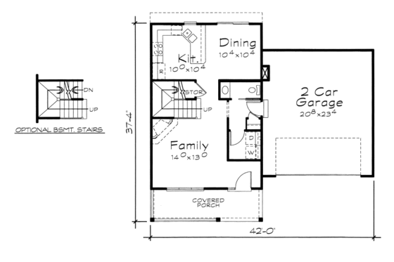 Floor Plan - Main Floor for Traditional House Plan #20-2104 - 3 bed, 2.5 bath