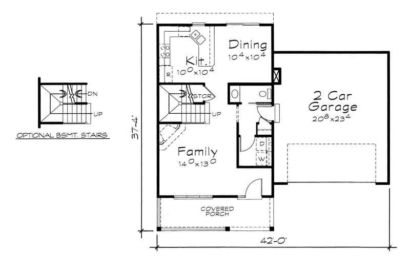 House Design - Floor Plan - Main Floor for Traditional House Plan #20-2104 - 3 bed, 2.5 bath