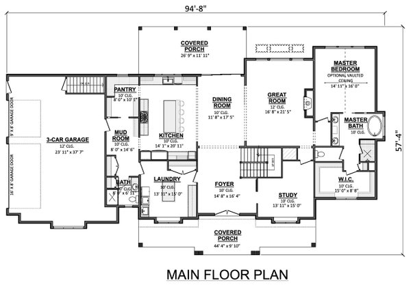 House Design - Floor Plan - Main Floor for Farmhouse House Plan #1089-3 - 4 bed, 4 bath