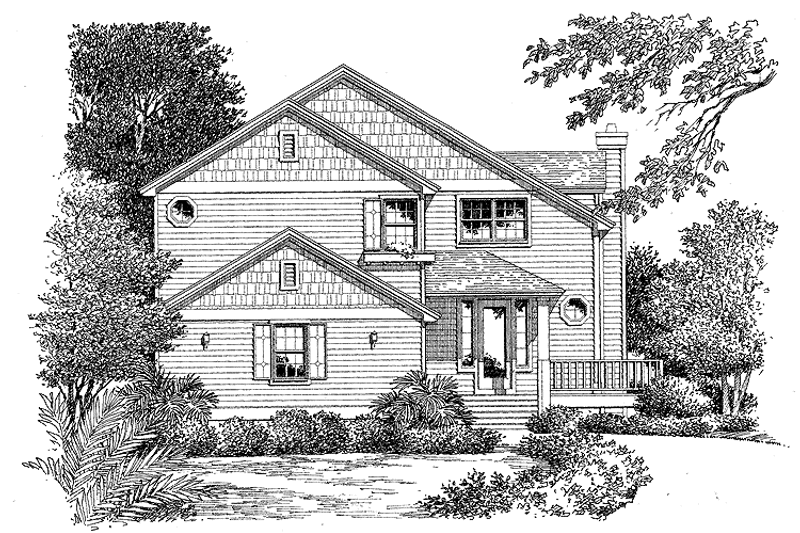Architectural House Design - Exterior - Front Elevation 3 for Country House Plan #999-57 - 3 bed, 2.5 bath
