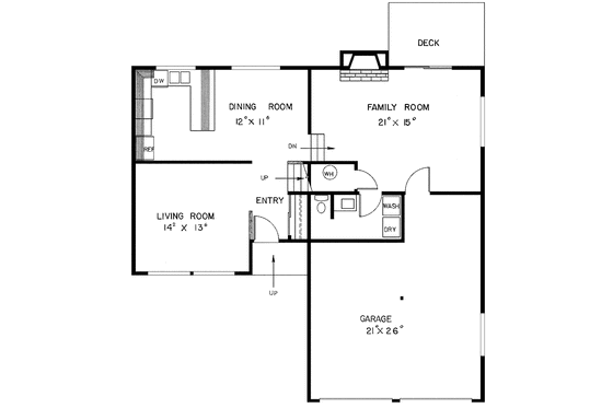 Floor Plan - Main Floor for Contemporary House Plan #60-681 - 3 bed, 2.5 bath