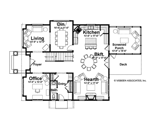 Home Plan - Colonial Floor Plan - Main Floor Plan #928-220