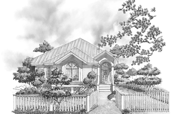 Exterior - Front Elevation 3 for Country House Plan #930-73 - 2 bed, 2 bath