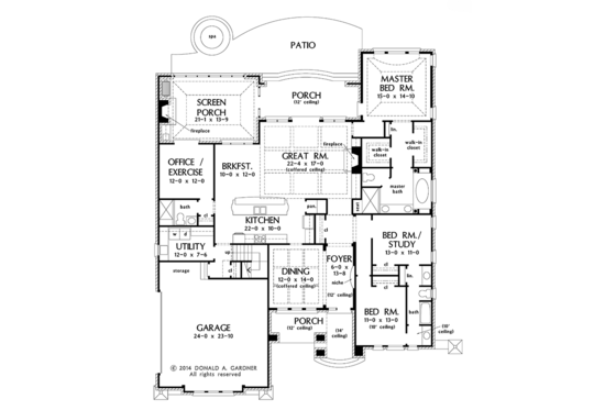 Floor Plan - Main Floor for European House Plan #929-987 - 3 bed, 3 bath