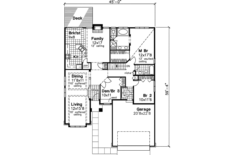 Dream House Plan - Floor Plan - Main Floor for European House Plan #320-649 - 2 bed, 2 bath