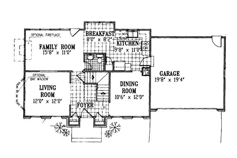 Home Plan - Floor Plan - Main Floor for Colonial House Plan #953-3 - 4 bed, 2.5 bath