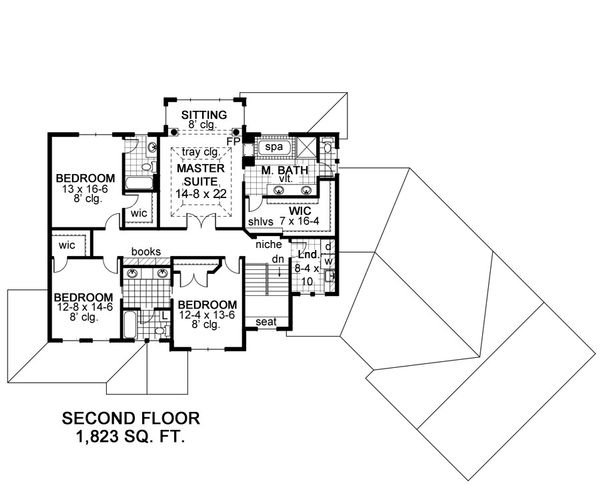 Craftsman Floor Plan - Upper Floor Plan #51-464