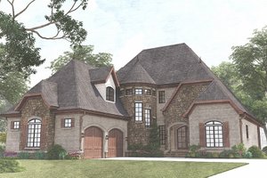 Exterior - Front Elevation 4 for European House Plan #923-1 - 4 bed, 3.5 bath