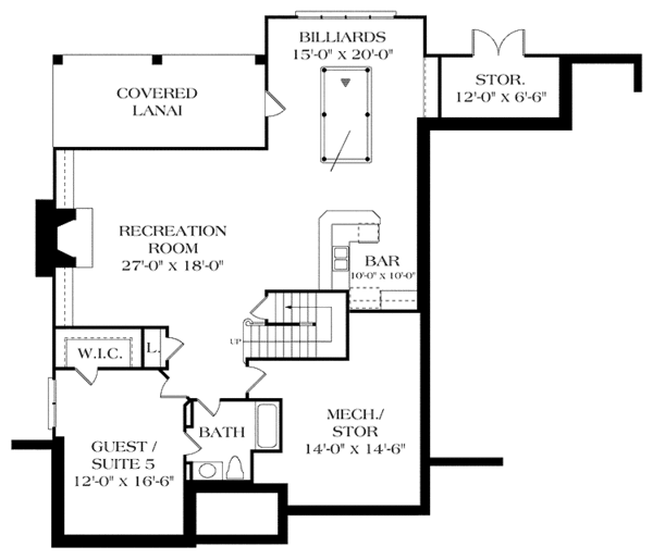 House Blueprint - Country Floor Plan - Lower Floor Plan #453-423